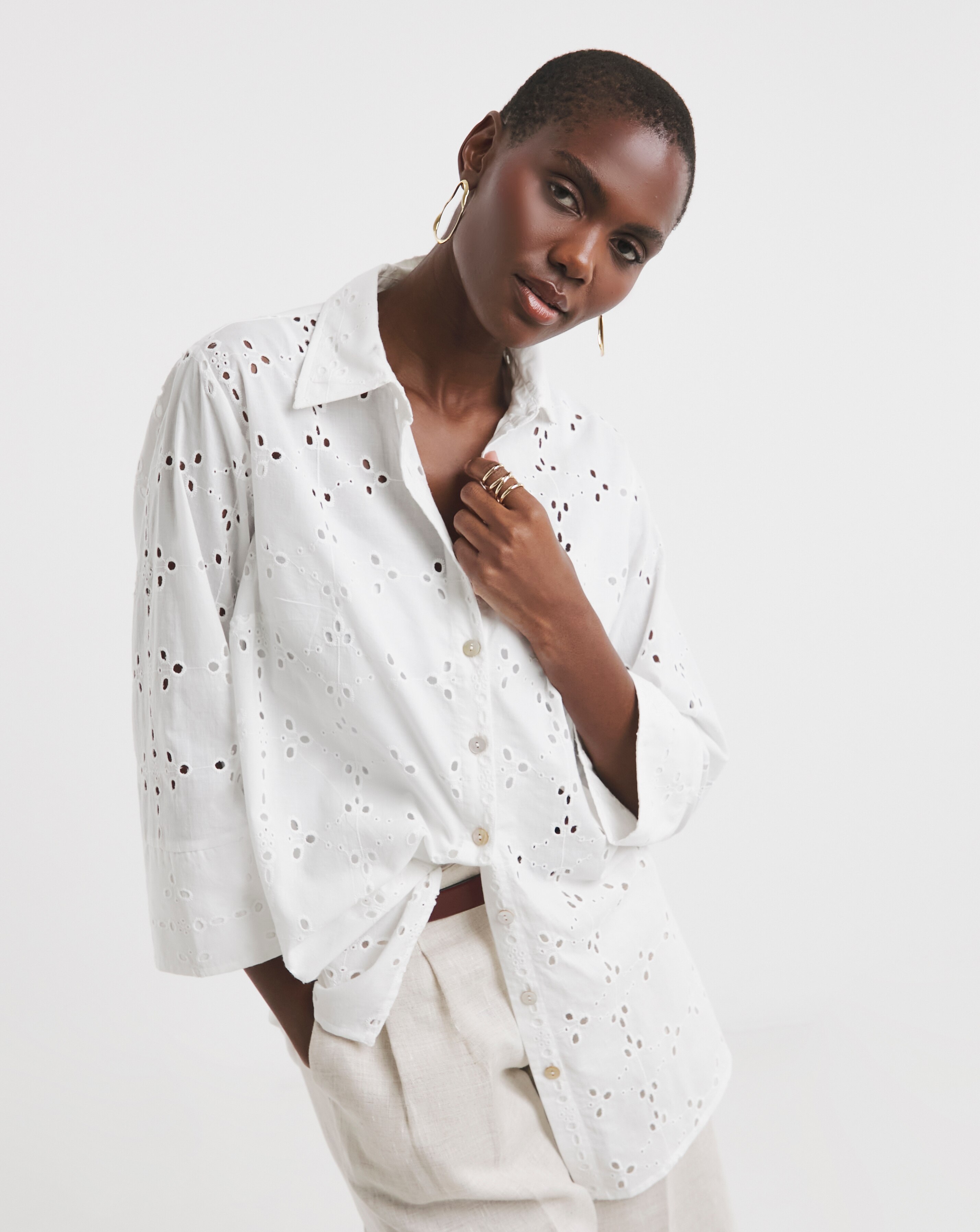 Pure Cotton Broderie Shirt