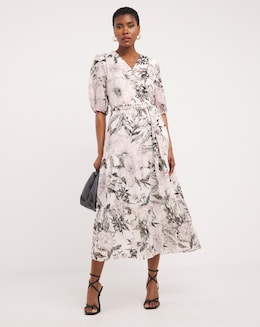Joanna Hope Belted Midi Tiered Dress