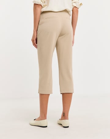 Beige Capri Cropped Trousers