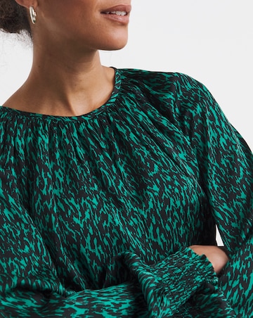 Printed Satin Raglan Sleeve Blouse