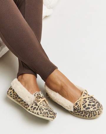 Fiora Classic Suede Moccasin Slippers - Wide Fit (E)