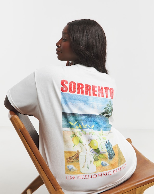 Simply Be White Sorrento Slogan T-Shirt