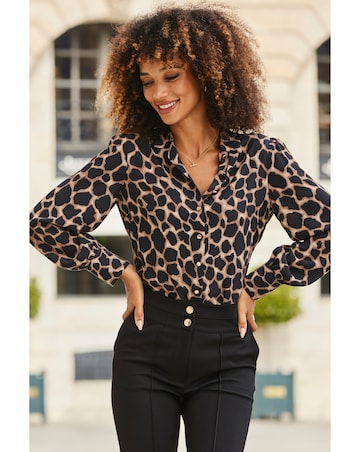 Sosandar Moroccan Tile Print Blouson Sleeve Shirt