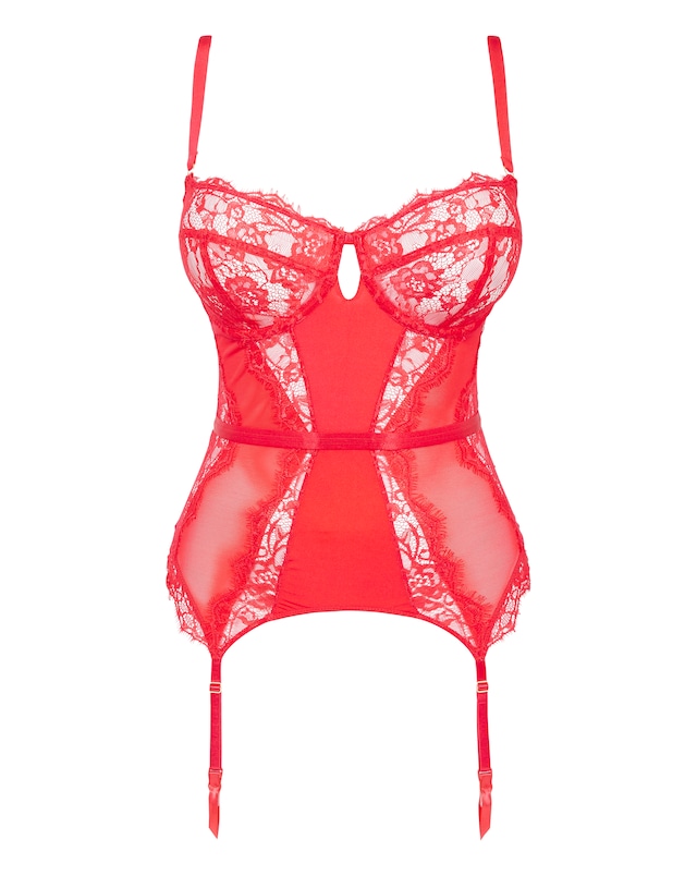 Figleaves Pulse Underwired Balcony Basque - Red