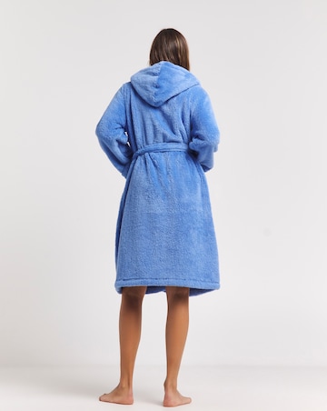 Joe Browns Cosy Fleece Hooded Gown Blue