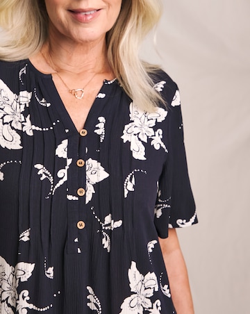 Julipa Printed Textured Crinkle Shift Dress