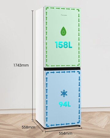 Fridgemaster MC55240E 174cm 50/50 Fridge Freezer White