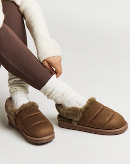 Halle Fluffy Slingback Slippers - Wide Fit (E)