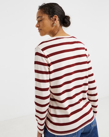Pink Stripe Crew Neck Long Sleeve T-Shirt
