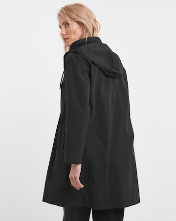 Black Longline Shower Resist Rain Jacket