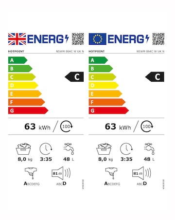 Hotpoint NSWM 864CWUKN, 8kg, 1600rpm Washing Machine - White + install