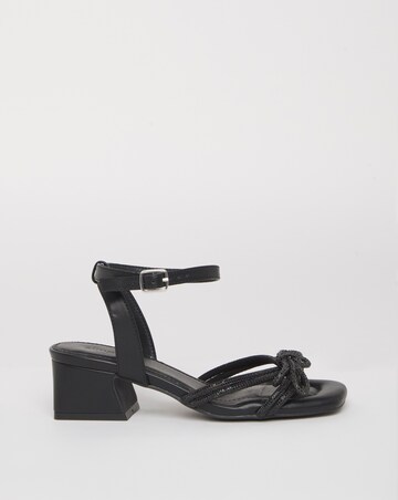 Cassia Diamante Bow Low Block Heel Sandals - Wide Fit (E)