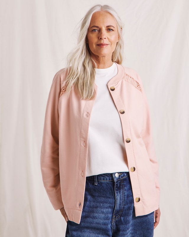 Julipa Pure Cotton Lace Trim Bomber Jacket