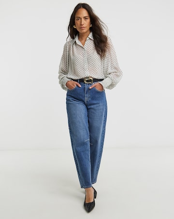 Dobby Volume Sleeve Shirred Cuff Shirt