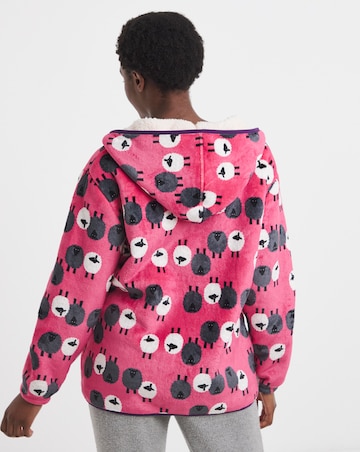 Joe Browns Sheep Print Fleece Zip Up Lounge Cardigan