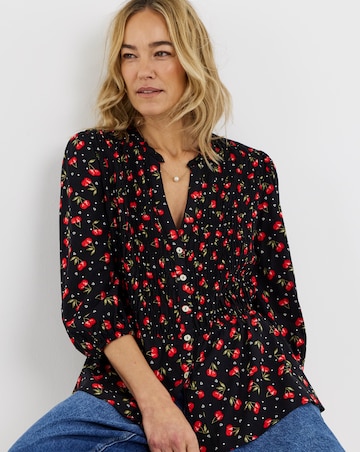 Shirred Button Through Top