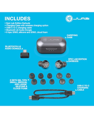 JLab Epic Lab Edition True Wireless Earbuds - Black