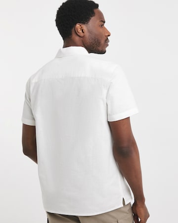 Short Sleeve Revere Collar Linen Shirt