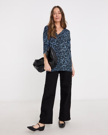 Blue Print V Neck Slouch Tunic