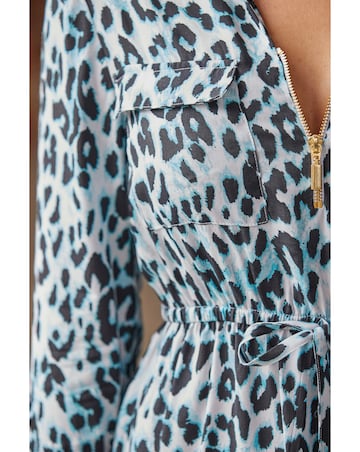 Sosandar Zip Front Pocket Detail Shirt Dress