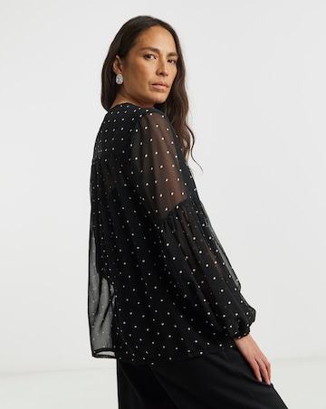 Georgette Collarless Tie Detail Blouse