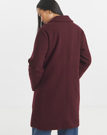 Wine Single Breasted Lined Coat