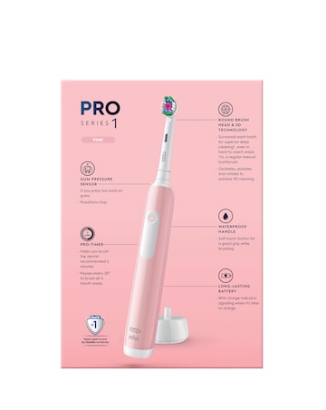 Oral-B Pro 1 3D White Pink Electric Toothbrush with Travel Case