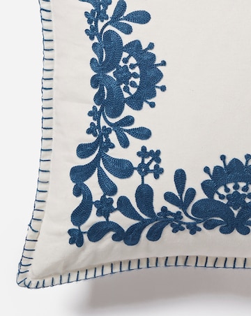 Mia Embroidered Border Floral Cushion