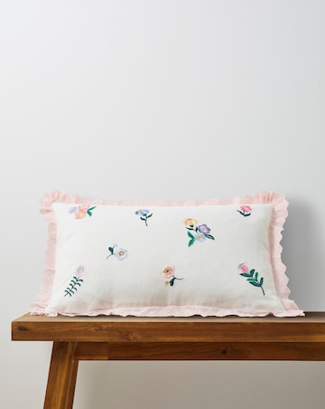Ivy Floral Embroidered Boudoir Cushion