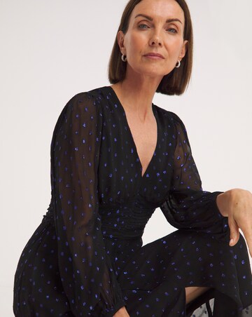 Whistles Metallic Dobby Midi Dress