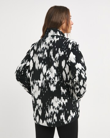Mono Print Fleece Longline Zip Through Jacket