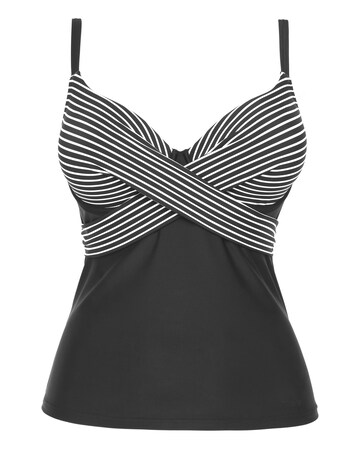Figleaves Tailor Underwired Twist Front Stripe Tummy Tankini Top