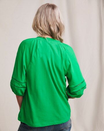 Julipa Linen Mix Jersey Lace Trim Top