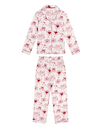 Chelsea Peers Classic Button Up Pyjama Set Valentines Cherub Print
