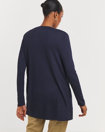Navy Edge to Edge Jersey Cardigan
