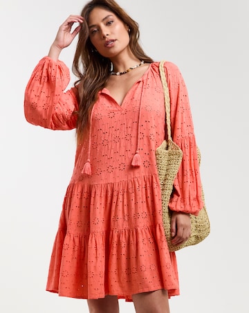 Beach To Beach Broderie Mini Beach Dress