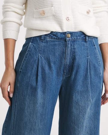 Simply Be Authentic Mid Blue Drape Wide Leg Jeans
