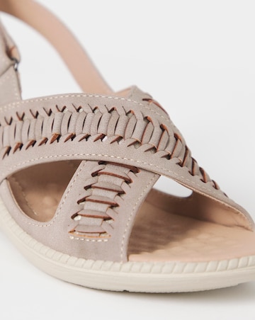 Cushion Walk Beige Woven Wedge Sandals - Extra Wide Fit (EEE)