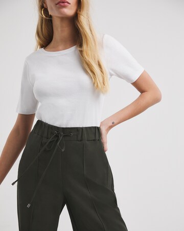Olive Twill Wide Leg Trouser