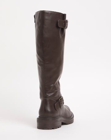 Eden Buckle Detail Knee High Boots - Extra Wide Fit (EEE) & Super Curvy Calf