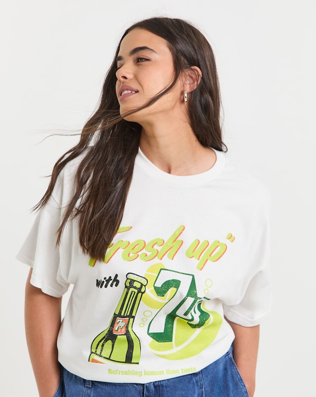Simply Be White 7UP License T-Shirt