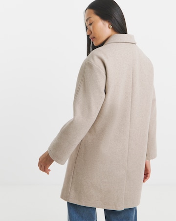 Oatmeal High Collar Button Front Lined Coat