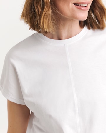 White Relaxed Short Sleeve Longline Top