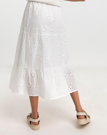 White Tiered Broderie Skirt