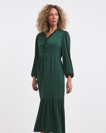 Jacquard Spot Midi Dress