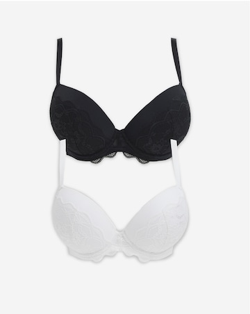 Pretty Secrets (2 Pack) Moulded Boosting Plunge Bras (B-F) Black/White