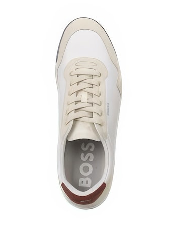 BOSS Titanium Suede & Leather Trainer - White