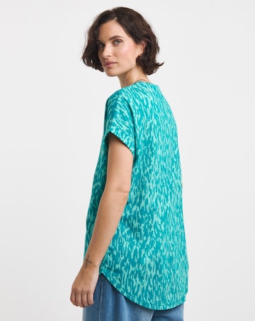 Longline Curved Hem Short Sleeve Top