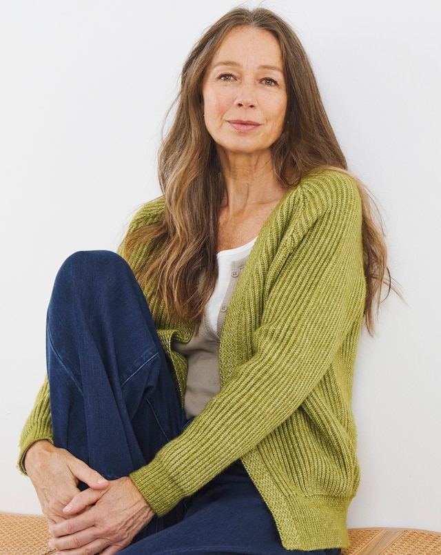 Re-luxe Green Edge To Edge Cardigan