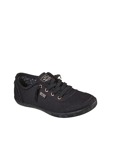 Skechers Black Bobs B Cute Canvas Lace Up- Wide Fit (E)